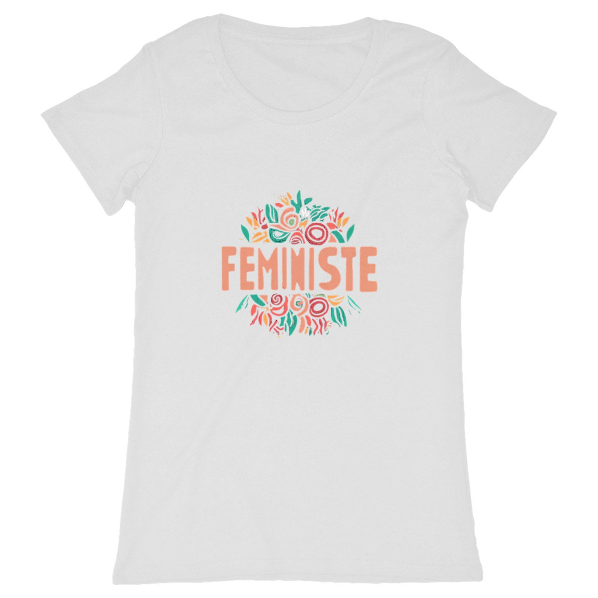 T-Shirt Col Rond - Feministe Coeur - face_blanc