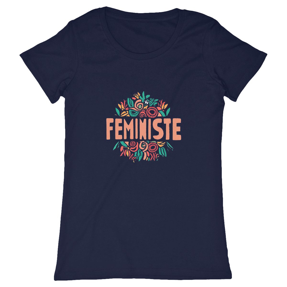 T-Shirt Col Rond - Feministe Coeur - face_marine