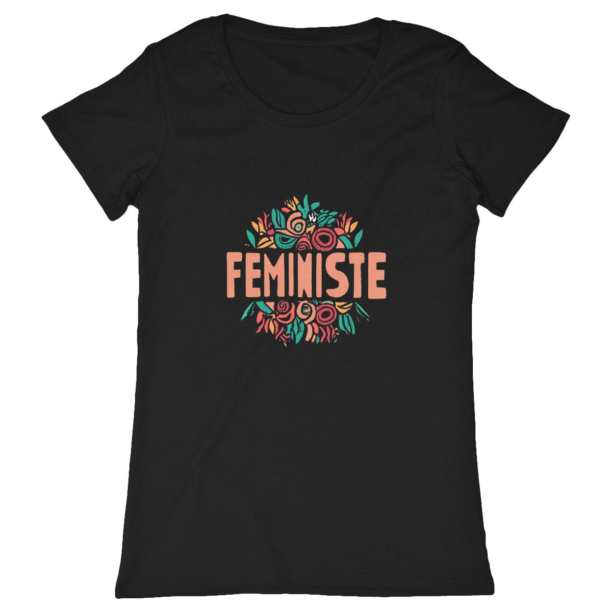T-Shirt Col Rond - Feministe Coeur - face_noir